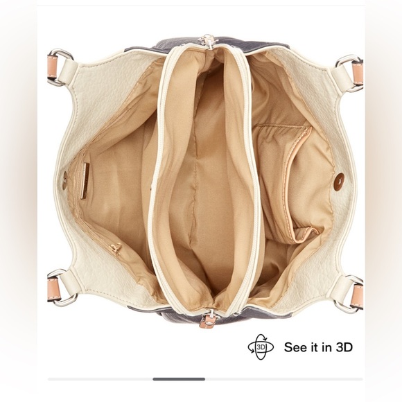 Colorblock Pebbled 4-Poster Tote, - Picture 5 of 7